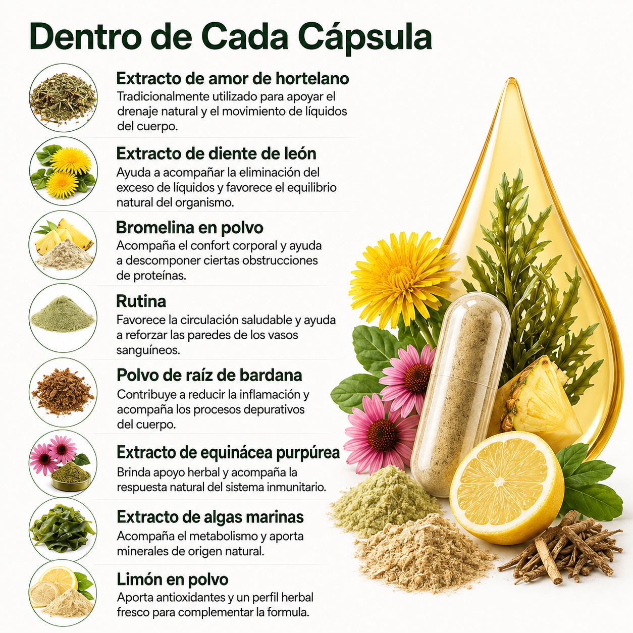 Sculptique™ | Cápsulas que Drenan Naturalmente la Hinchazón del Rostro, Abdomen y Piernas