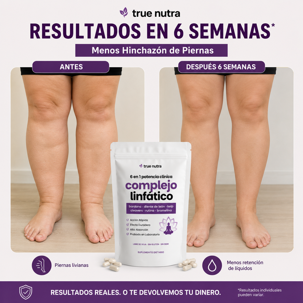 TrueNutra™ | Cápsulas que Drenan Naturalmente la Hinchazón del Rostro, Abdomen y Piernas