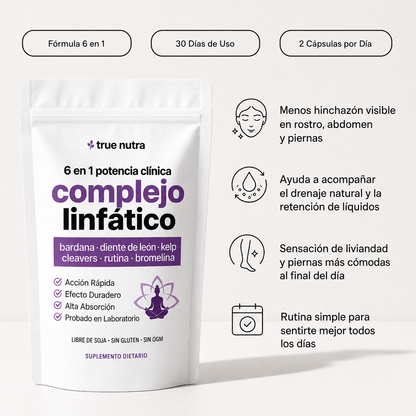 TrueNutra™ | Cápsulas que Drenan Naturalmente la Hinchazón del Rostro, Abdomen y Piernas