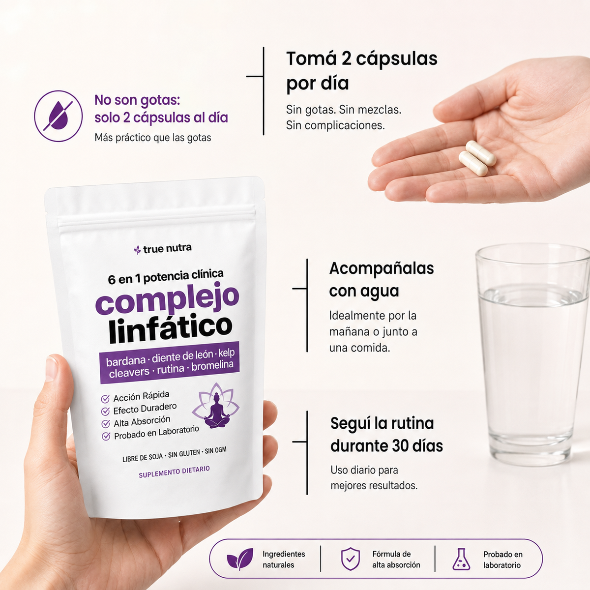 TrueNutra™ | Cápsulas que Drenan Naturalmente la Hinchazón del Rostro, Abdomen y Piernas
